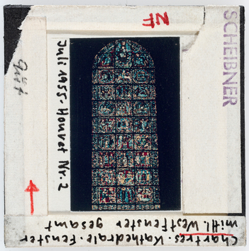 Vorschaubild Chartres: Kathedrale, Glasfenster, mittleres Westfenster, aufgenommen Juli 1955 